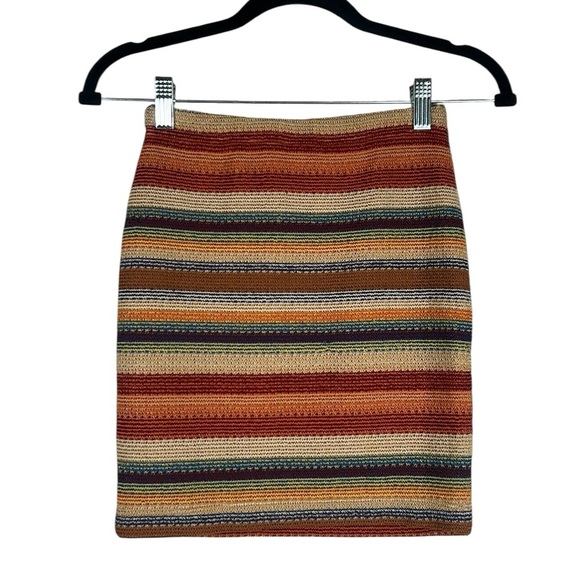 A'Gaci Boho Striped Knit Festival Mini Skirt Size Small - Picture 1 of 4